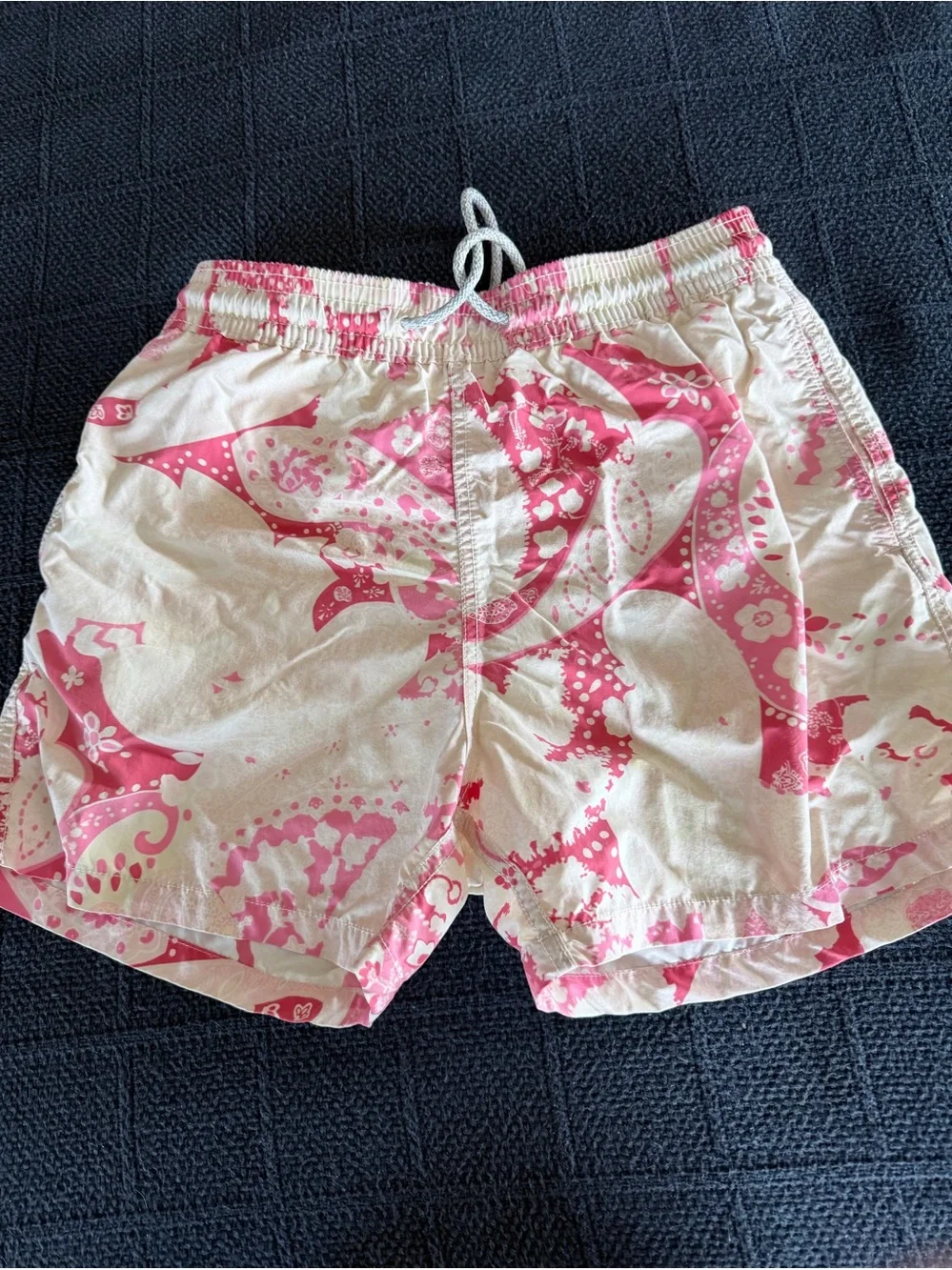 Vilebrequin Cream and Pink Paisley Athletic Swim Shorts